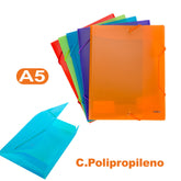 CARPETA GOMAS 3 SOLAPAS A5 PP COLORES OPACOS SURTIDO KATHAY | 12 UNIDADES | (GRAFOPLAS)